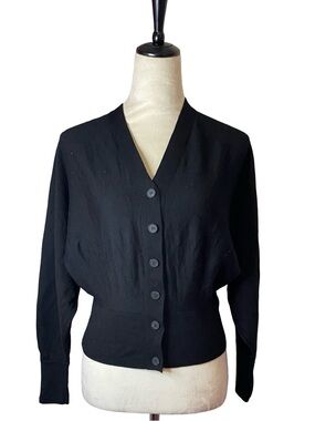 Cos Black V-Neck Button Cardigan Sweater